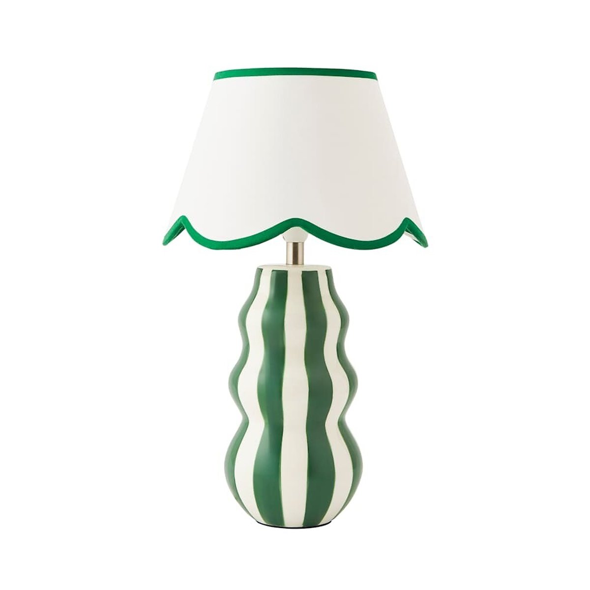 Everly Stripe Table Lamp with Scallop Shade green, SO'HOME