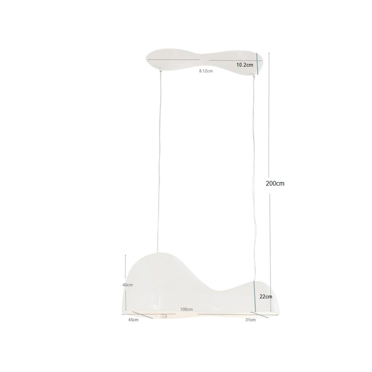 Suspension en fibre de verre 100cm, CLOUD BEAM blanc, KARE DESIGN