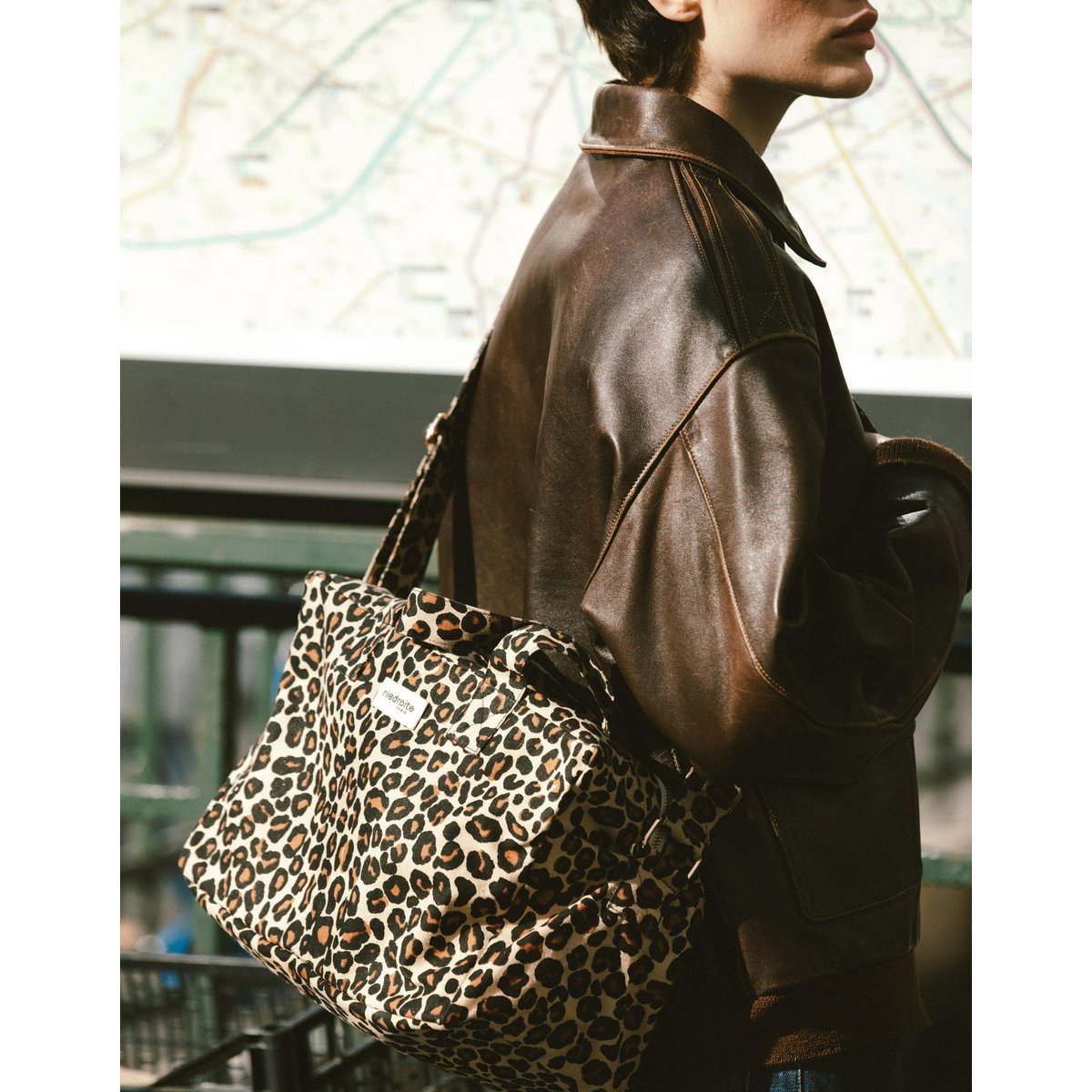 Sac de ville imprimé SAUVAL léopard beige, RIVEDROITE