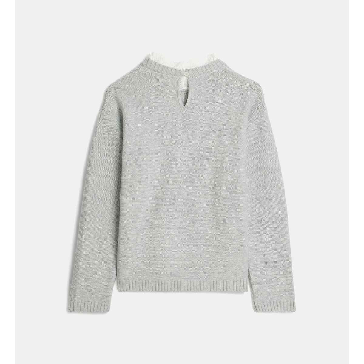 Pull talloire col brodé gris, CADET ROUSSELLE