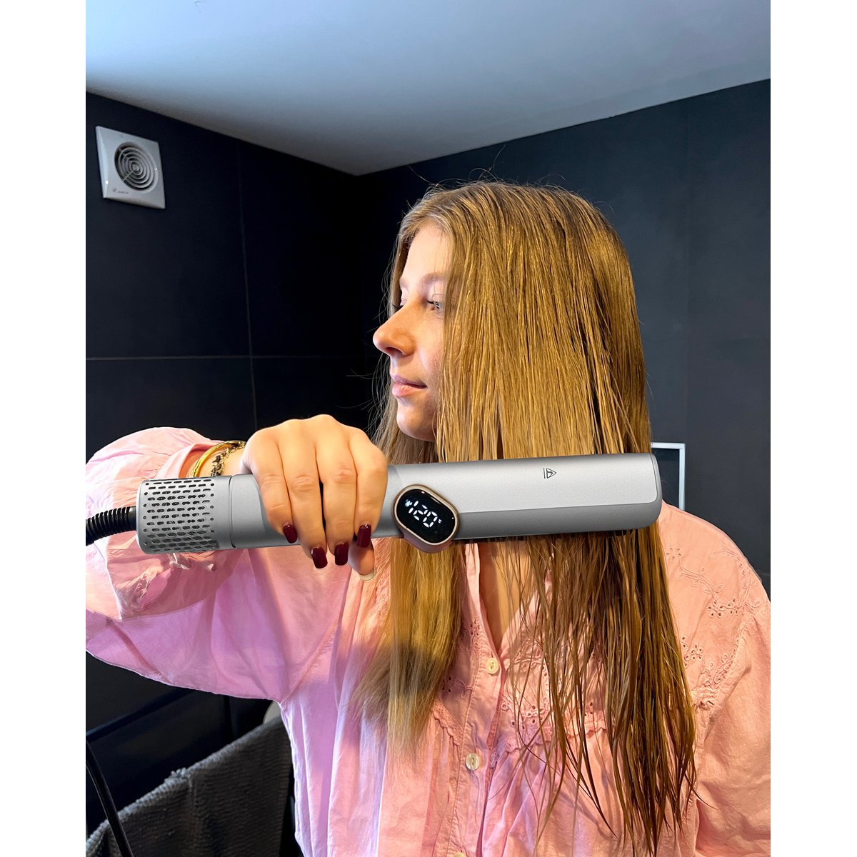 SENYA Lisseur Séchant argenté Wet & Dry 2 en 1 Hair Fusion– Lisseur et Sèche-Cheveux à Air Chaud, Température et Vitesse Ajustables SYWB-HS027S argent, SENYA