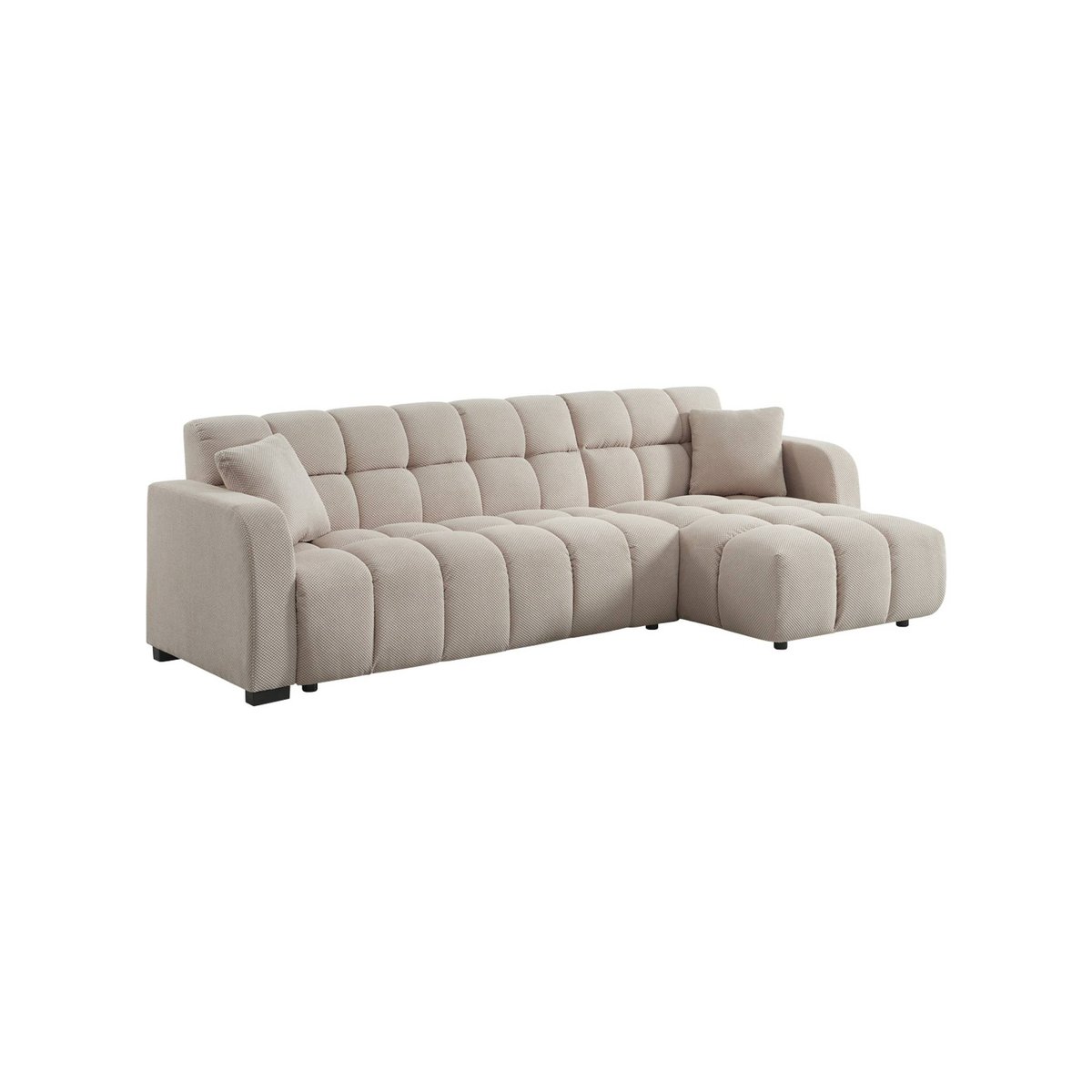 Canapé d'angle réversible tissu capitonné 3 places DOT beige, SWEEEK