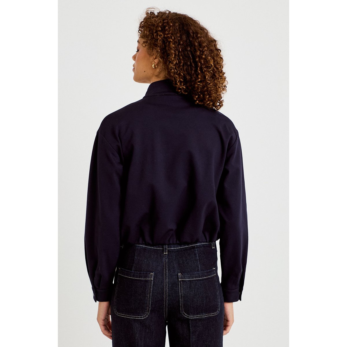 Veste cropped bas resserré bleu marine, CACHE CACHE