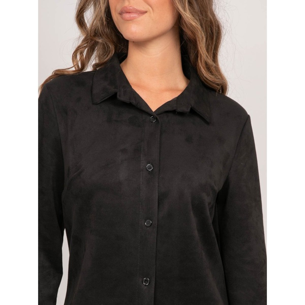 Chemise Ajustée Suédine Ologane noir, DONA LISA