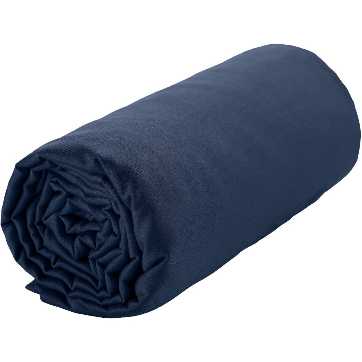 Drap housse en satin de coton lavé bonnet 30 cm uni, DESIR bleu marine, BATON ROUGE