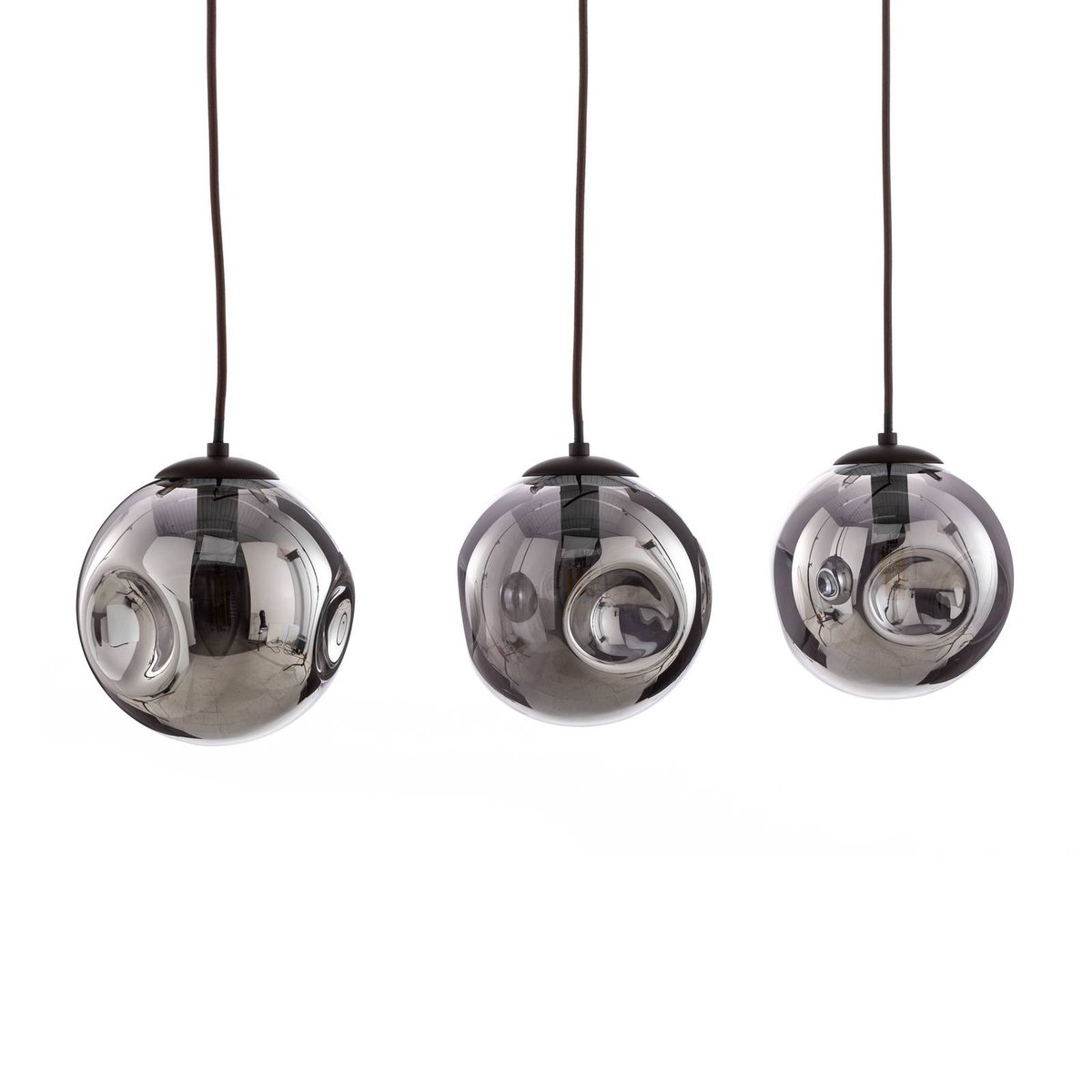 Suspension en verre design, Valentina marron, gris fumé, LINDBY