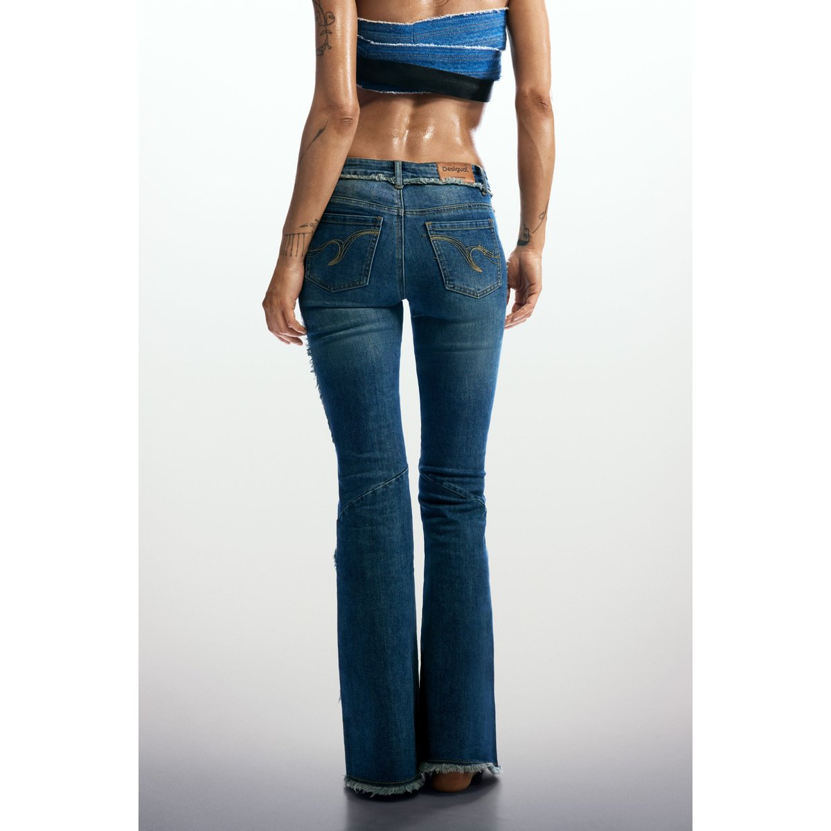 Jean flare effiloché bleu, DESIGUAL
