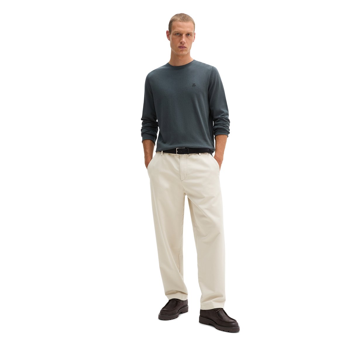 Pull-over regular en mélange de coton et de cachemire bio noir, MARC O'POLO