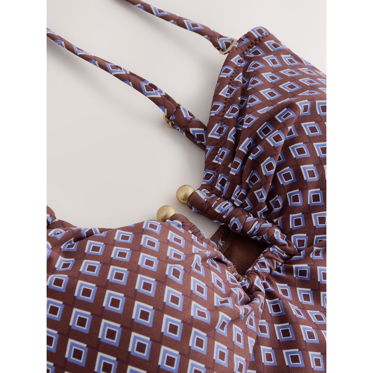 Haut de tankini bandeau géométrique marron chocolat, NEXT