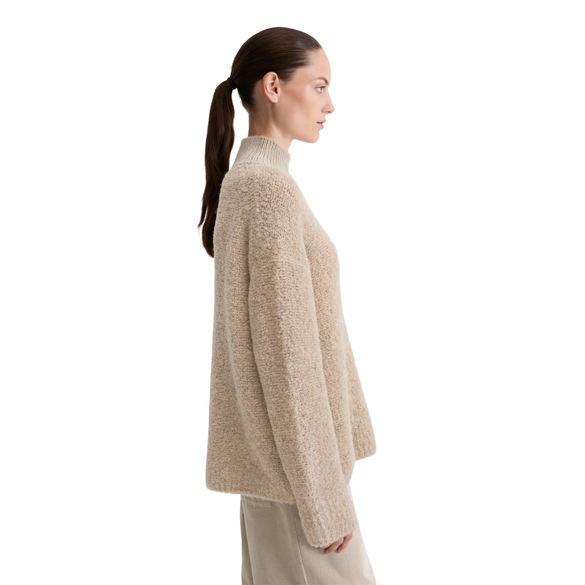 Pull bouclette regular en mélange de laine vierge et de laine d'alpaga gris clair, MARC O'POLO