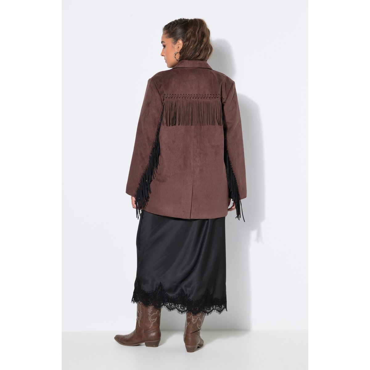 Blazer oversized en similicuir suédé marron, STUDIO UNTOLD