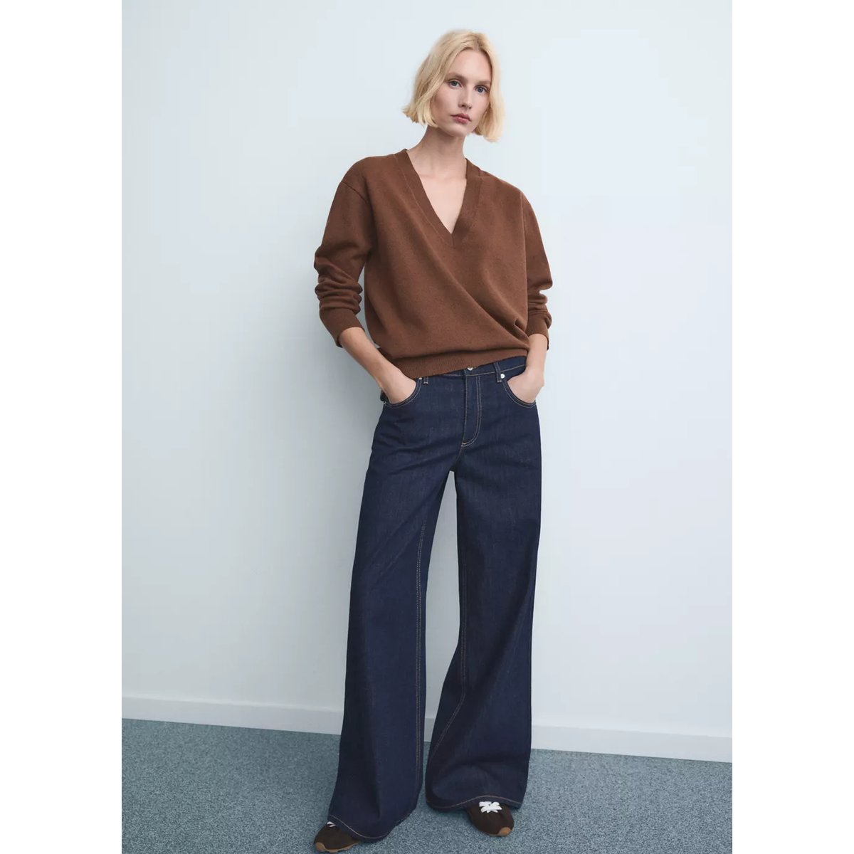 Jean large taille normale bleu, MANGO