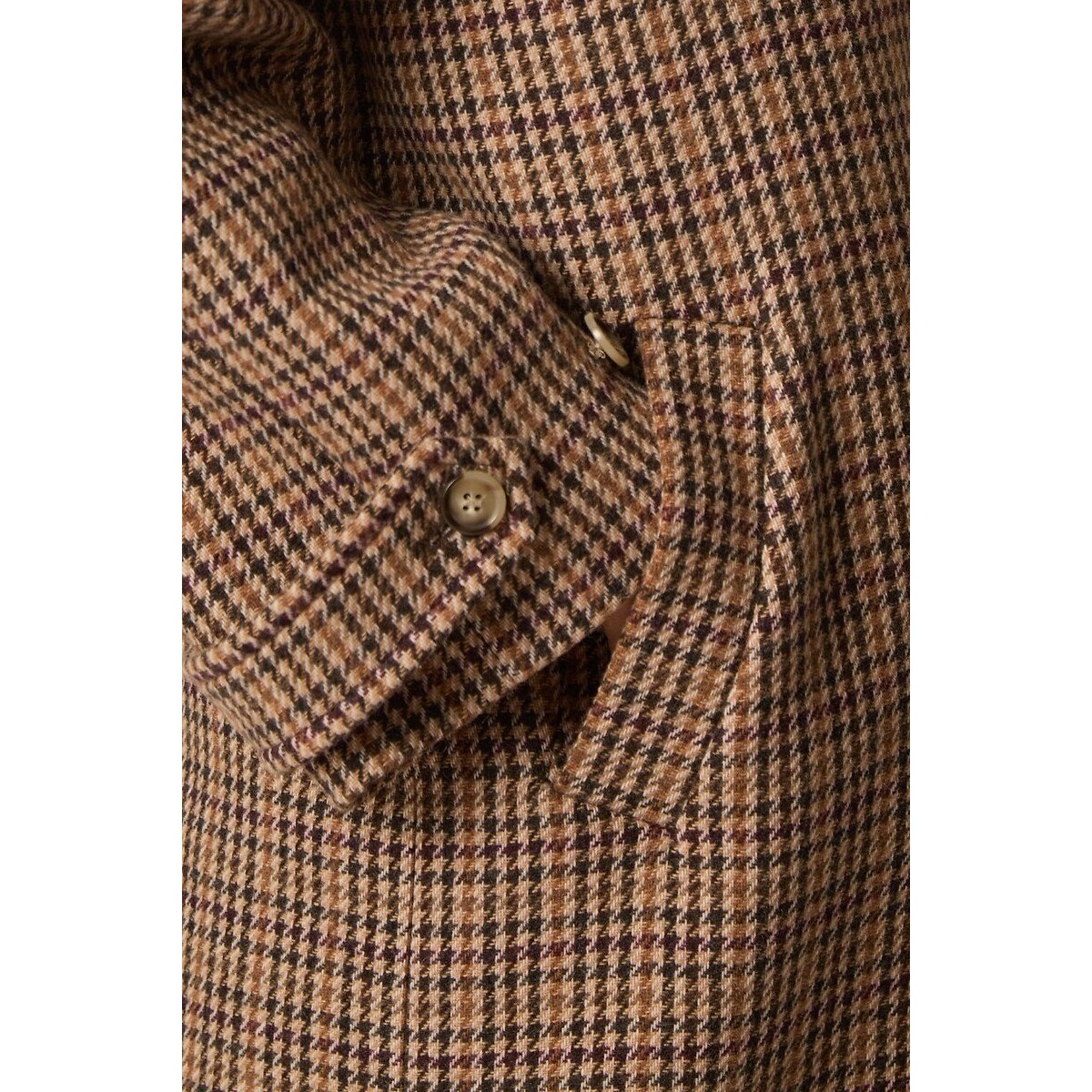 Yonique Checked Wool Blend Long Coat brown checks, DES PETITS HAUTS