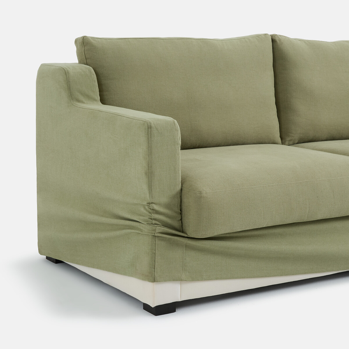 Canapé droit déhoussable, 2, 3 ou 4 places, en coton et lin, LINETTO vert clair, LA REDOUTE INTERIEURS