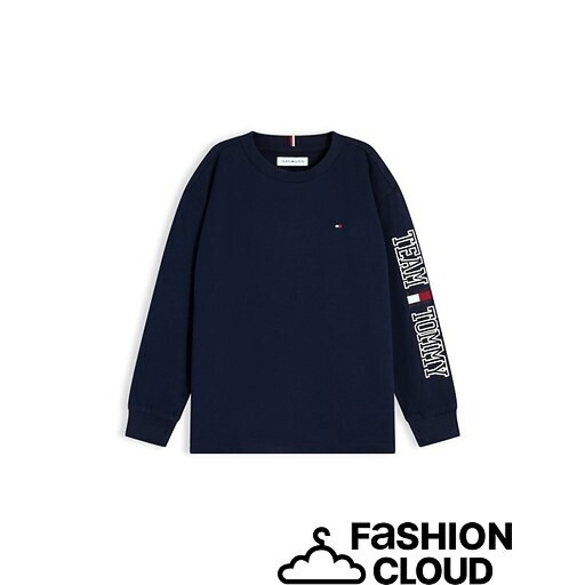Felpa a maniche lunghe, con stampa sulla manica, in felpa blu marino, TOMMY HILFIGER