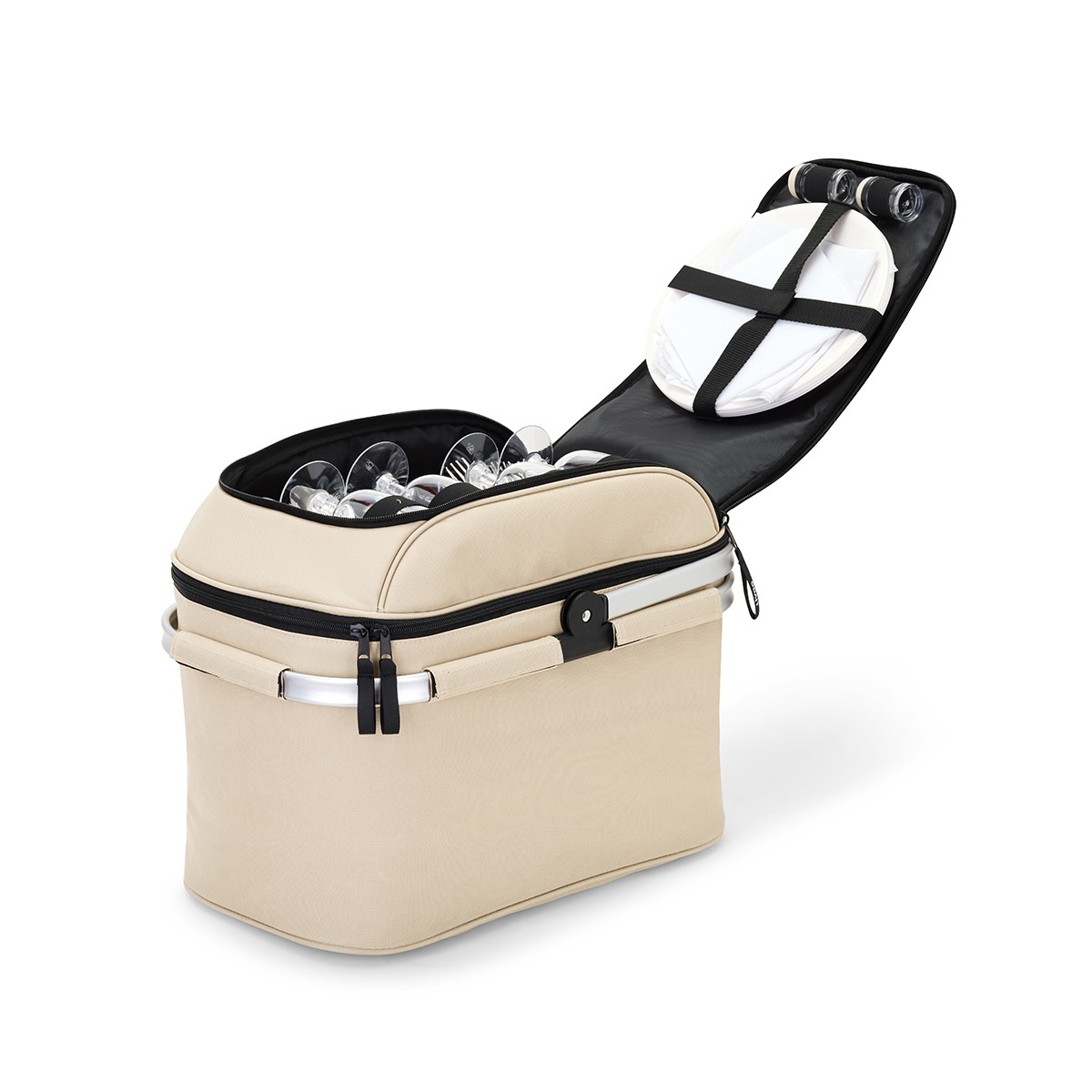 Panier pique-nique 4 personnes beige, LIVOO