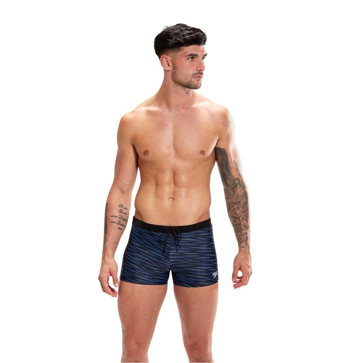 Short de bain cintré à taille mi-haute motif/style ondulé VALMILTON noir, SPEEDO