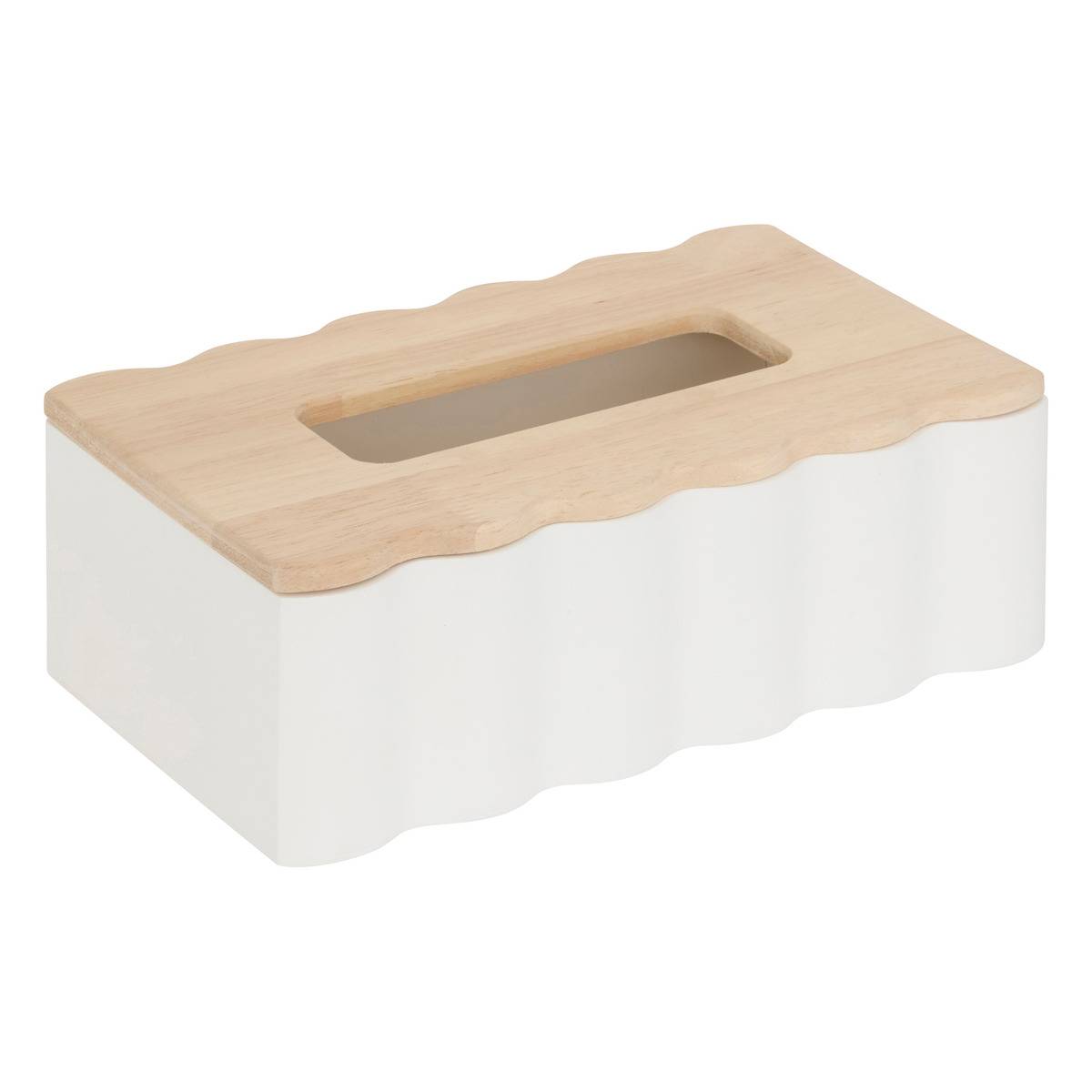 Boîte décorative à mouchoirs en bois d'hévéa CHERIE blanc, ATMOSPHERA