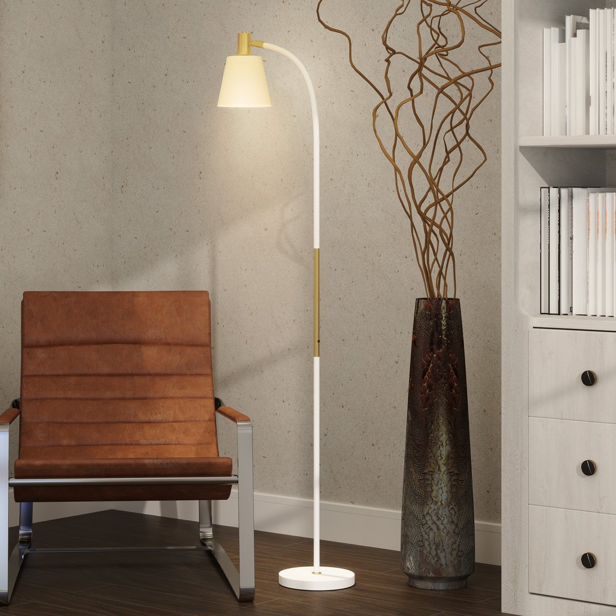 Lampadaire Métal Blanc blanc, HOMCOM