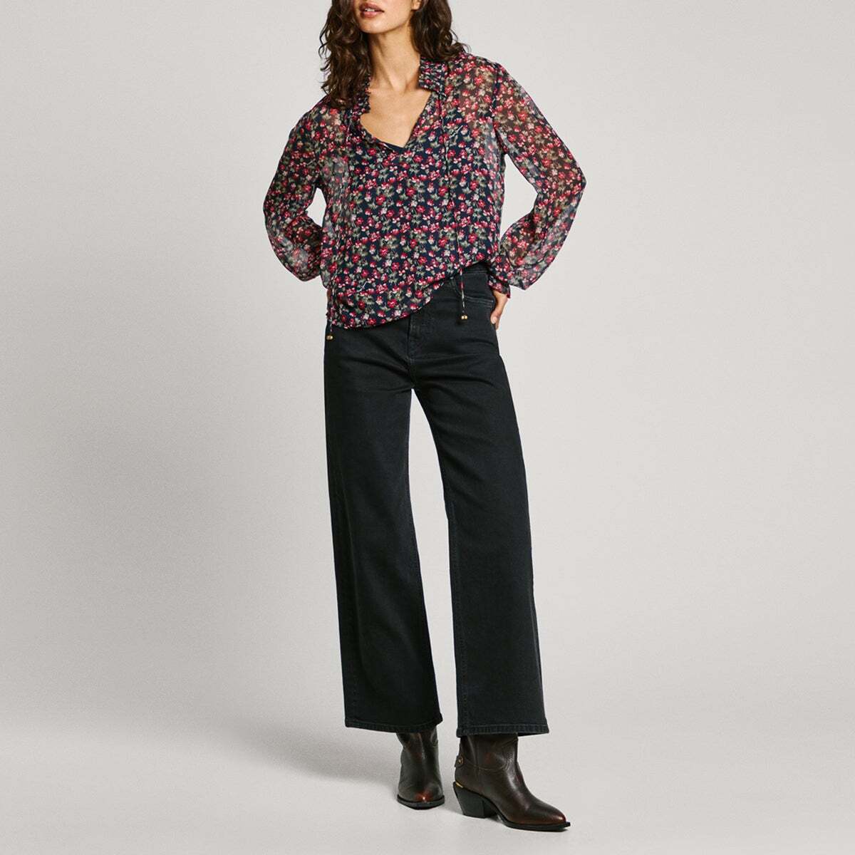 Blouse Semi-Transparente À Imprimé Floral bleu dulwich, PEPE JEANS