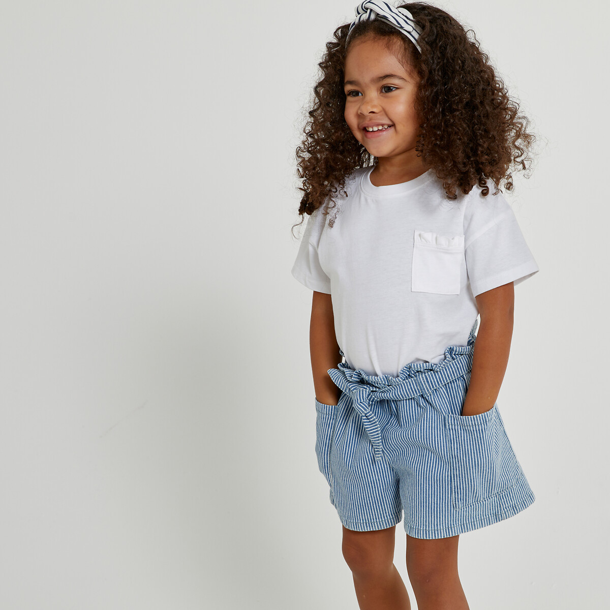 Lot de 2 t-shirts manches courtes blanc + bleu, LA REDOUTE COLLECTIONS