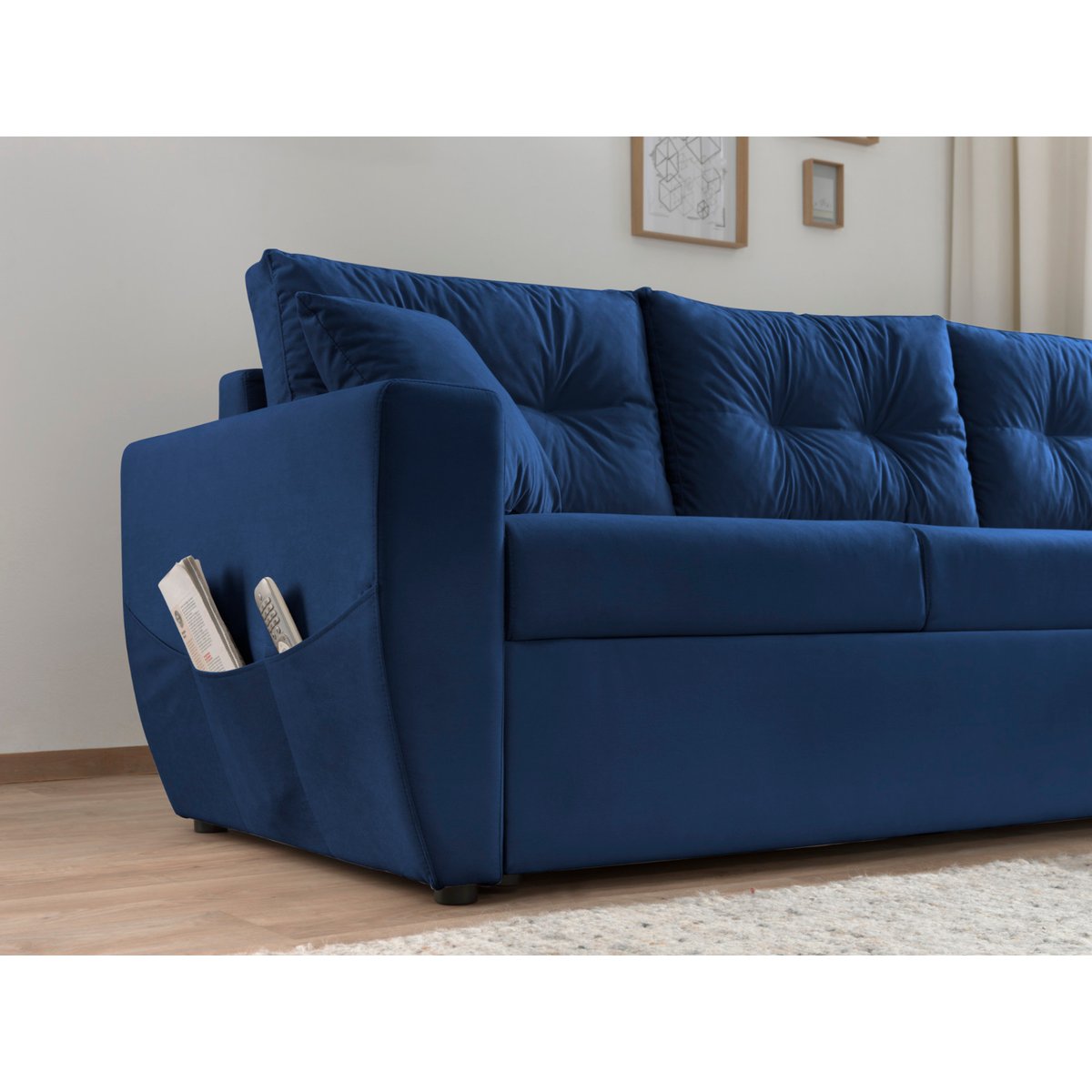 Canapé d'Angle Convertible 4 places - ASTORIA bleu marine, BEST MOBILIER