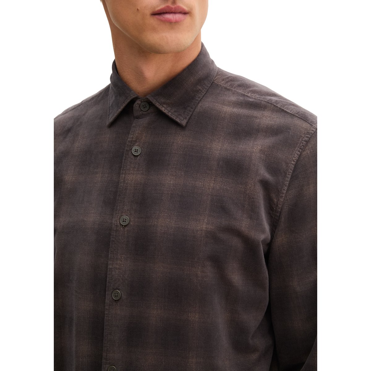 Chemise coupe classique en twill de coton bio au toucher velouté marron, MARC O'POLO