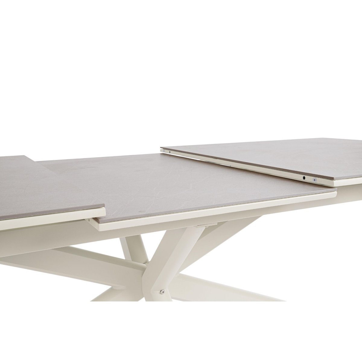 Table de jardin extensible pierre et métal L200/260 - RODAS gris cendré, HELLIN, DEPUIS 1862