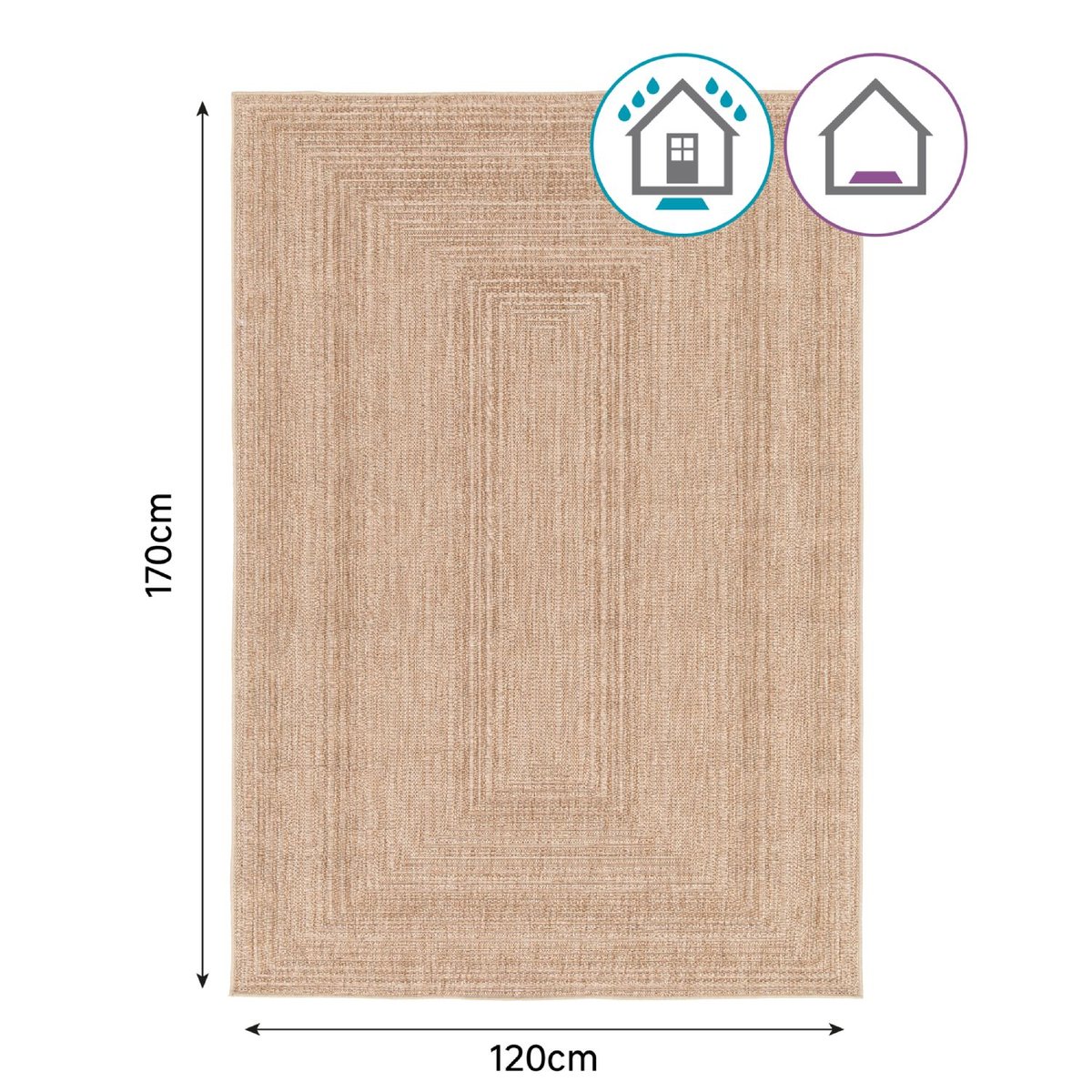 Tapis effet paille, FUJIN beige, INSPIRE