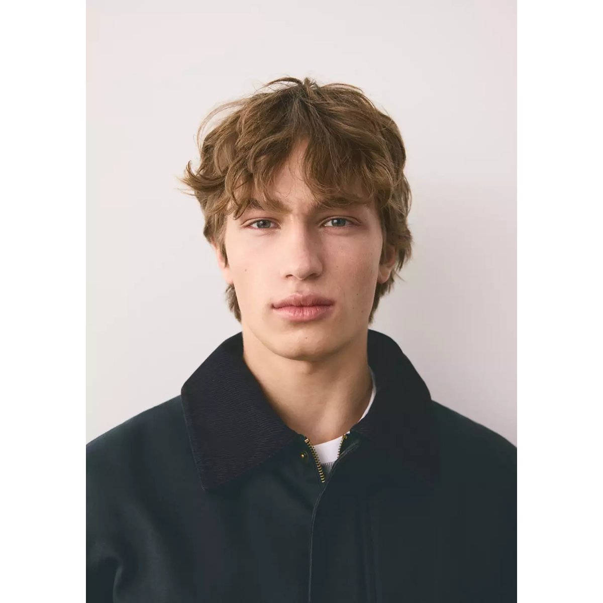 Parka col contrasté bleu marine, MANGO TEEN