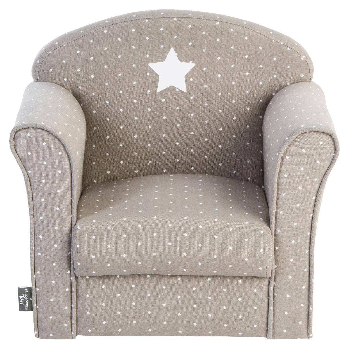 Fauteuil enfant en coton motifs étoiles CLUB beige, ATMOSPHERA FOR KIDS