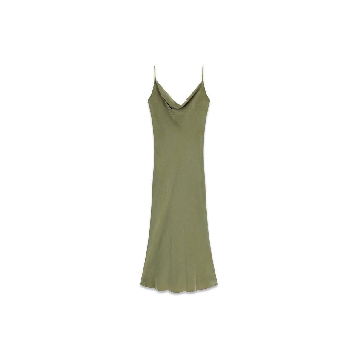 Robe Midi En Satin vert olive, GUESS