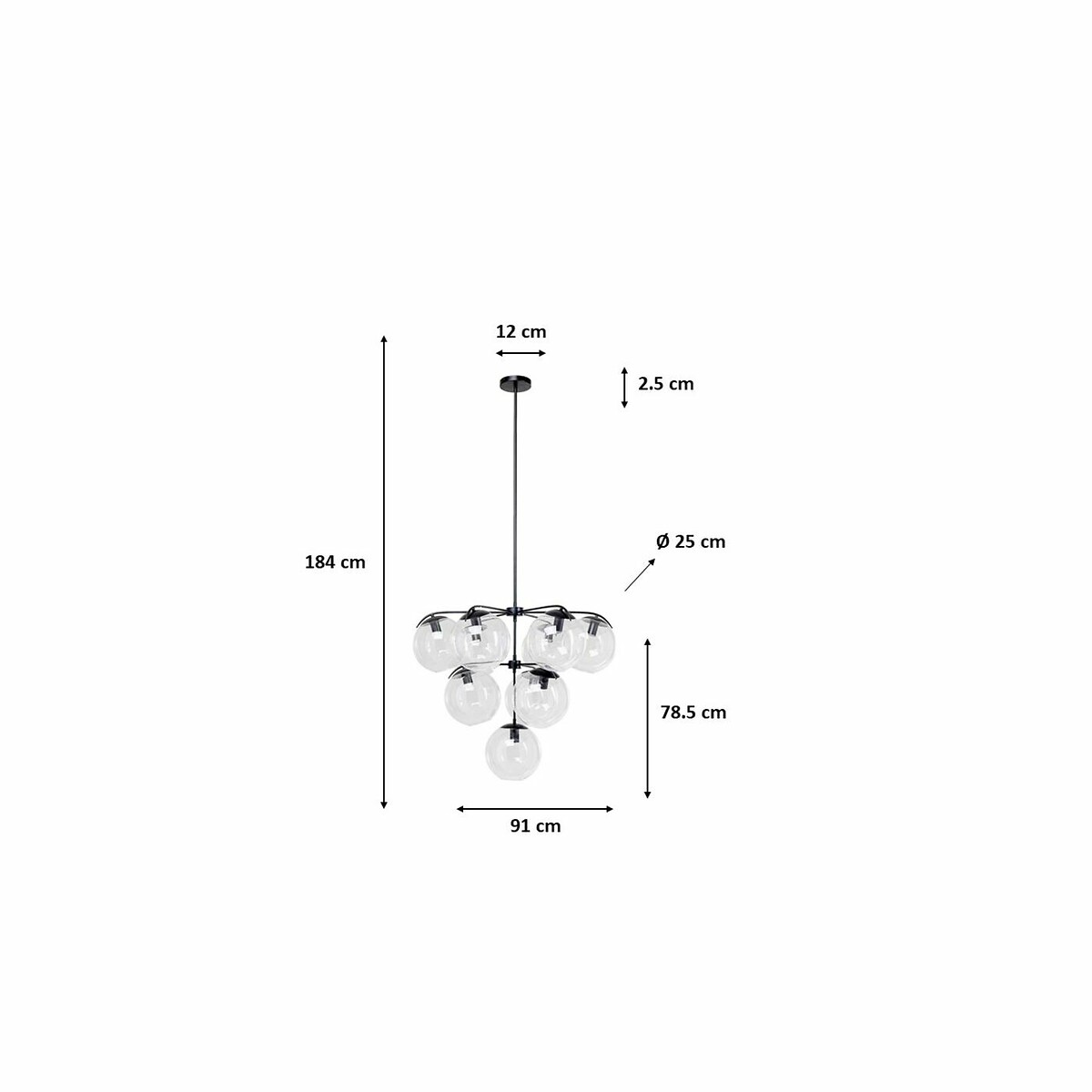 Suspension Lasmina Bunch Ø91cm noir, KARE DESIGN