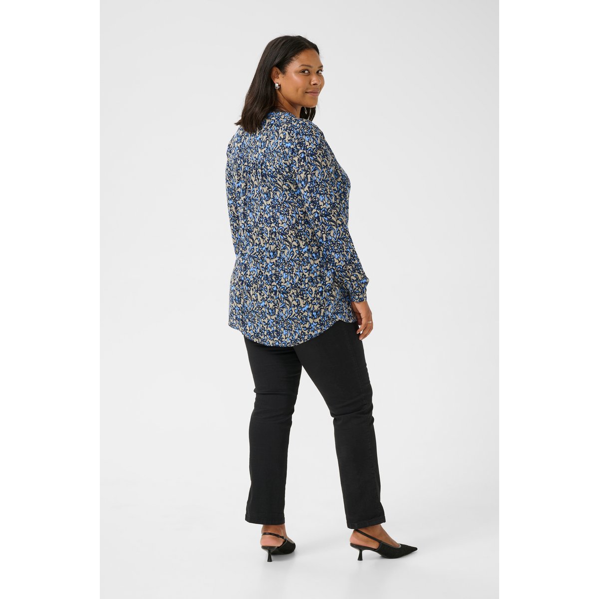 Tunic gris elephant skin/bleu graphic flower, KAFFE CURVE