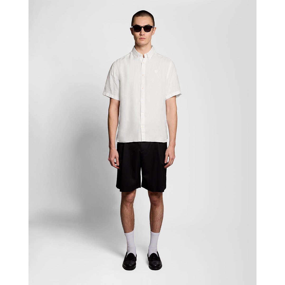 Chemise manches courtes en lin blanc, LYLE & SCOTT