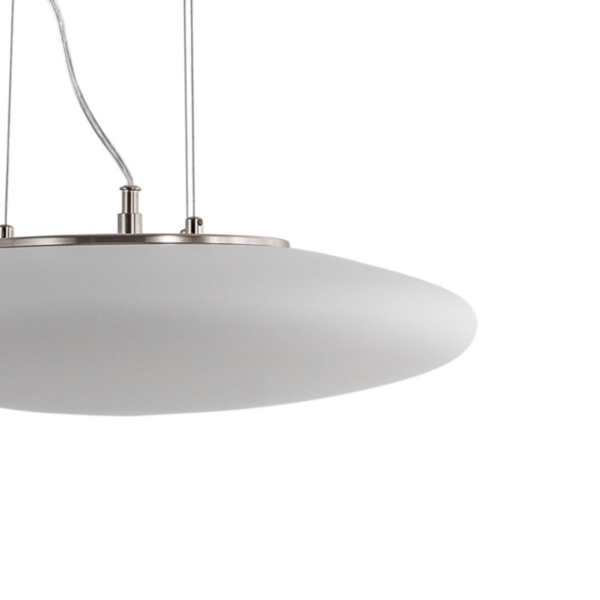 Suspension en verre moderneLED, Gunda blanc opale, chrome, nickel satiné, LINDBY