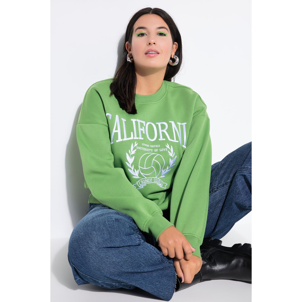 Sweat-shirt College, oversized vert pomme, STUDIO UNTOLD