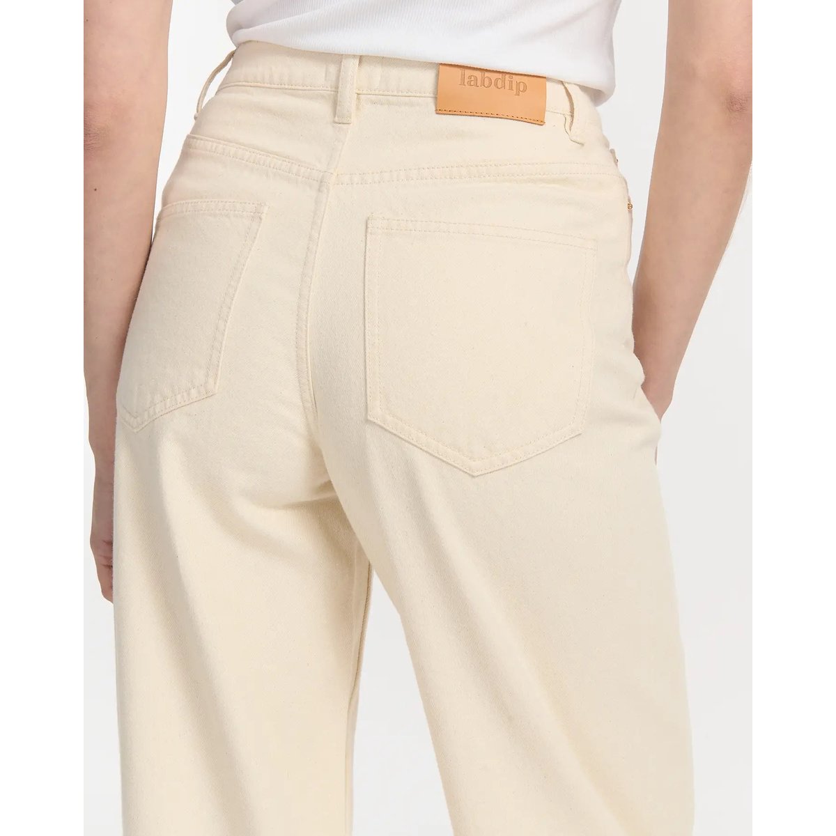 Jeans ballon taille haute cheville ecru, LABDIP