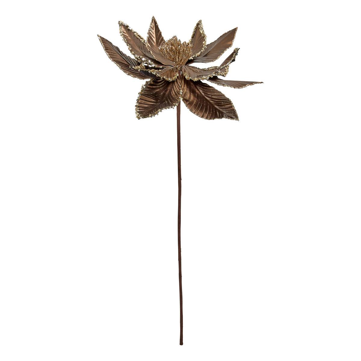 Branche décorative de Noël poinsettia marron et doré H. 50 cm modèle b, FEERIC LIGHTS & CHRISTMAS