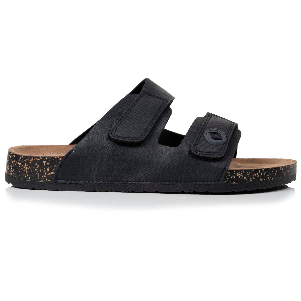 Sandales à doubles bride scratch, semelle intérieur patch talon ultra confortables noir, ISOTONER