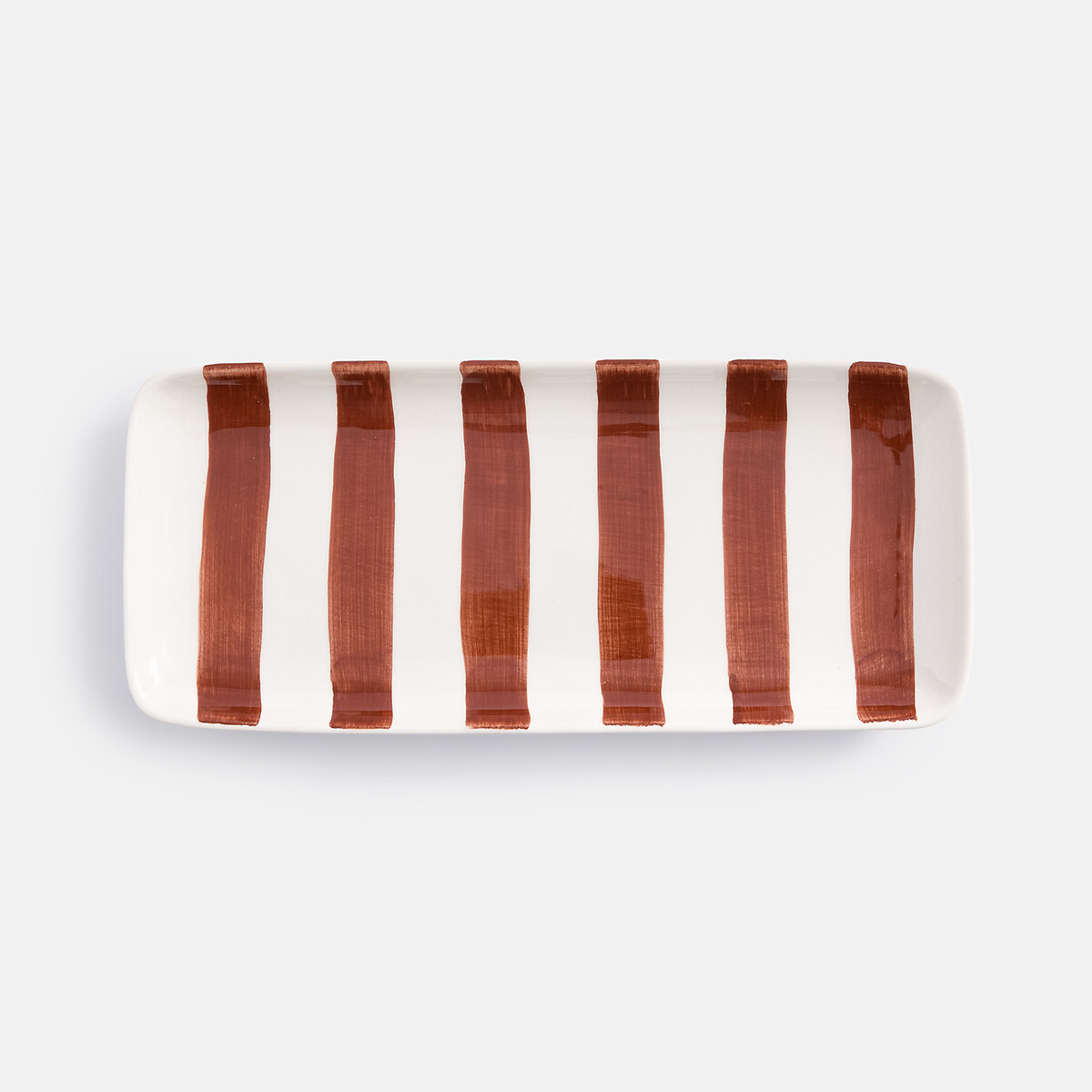 Piatto in ceramica a righe, Jaoma terra di siena , LA REDOUTE INTERIEURS