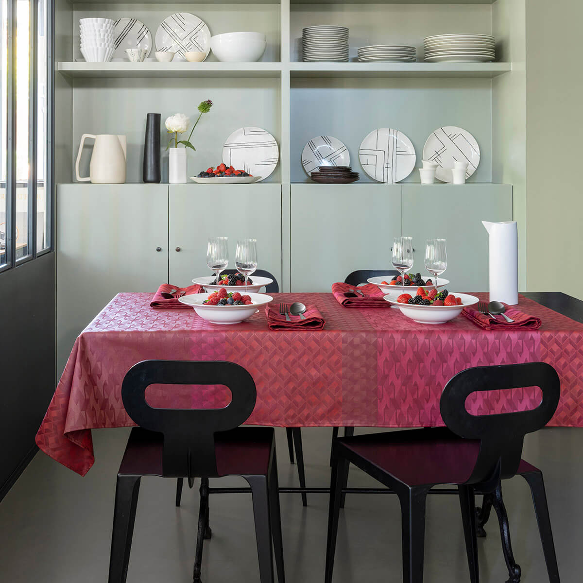 Nappe enduite en Coton, CARACTÈRE ENDUIT carmin, LE JACQUARD FRANCAIS