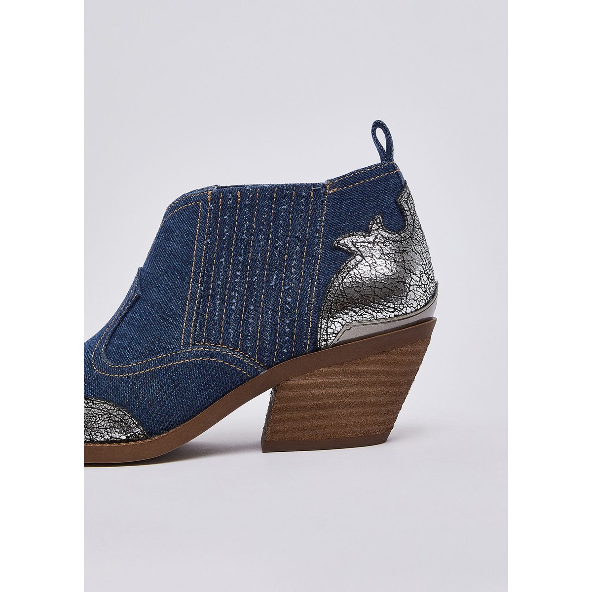 Bottines western en denim denim et argent, LIU JO