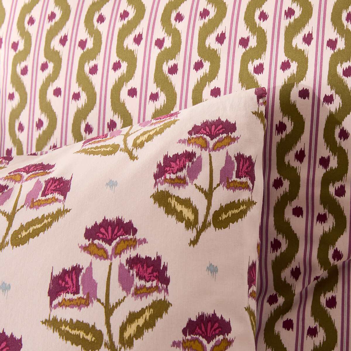 Fronha de almofada em algodão lavado, estampado com flores, ANTES estampado ikat, LA REDOUTE INTERIEURS