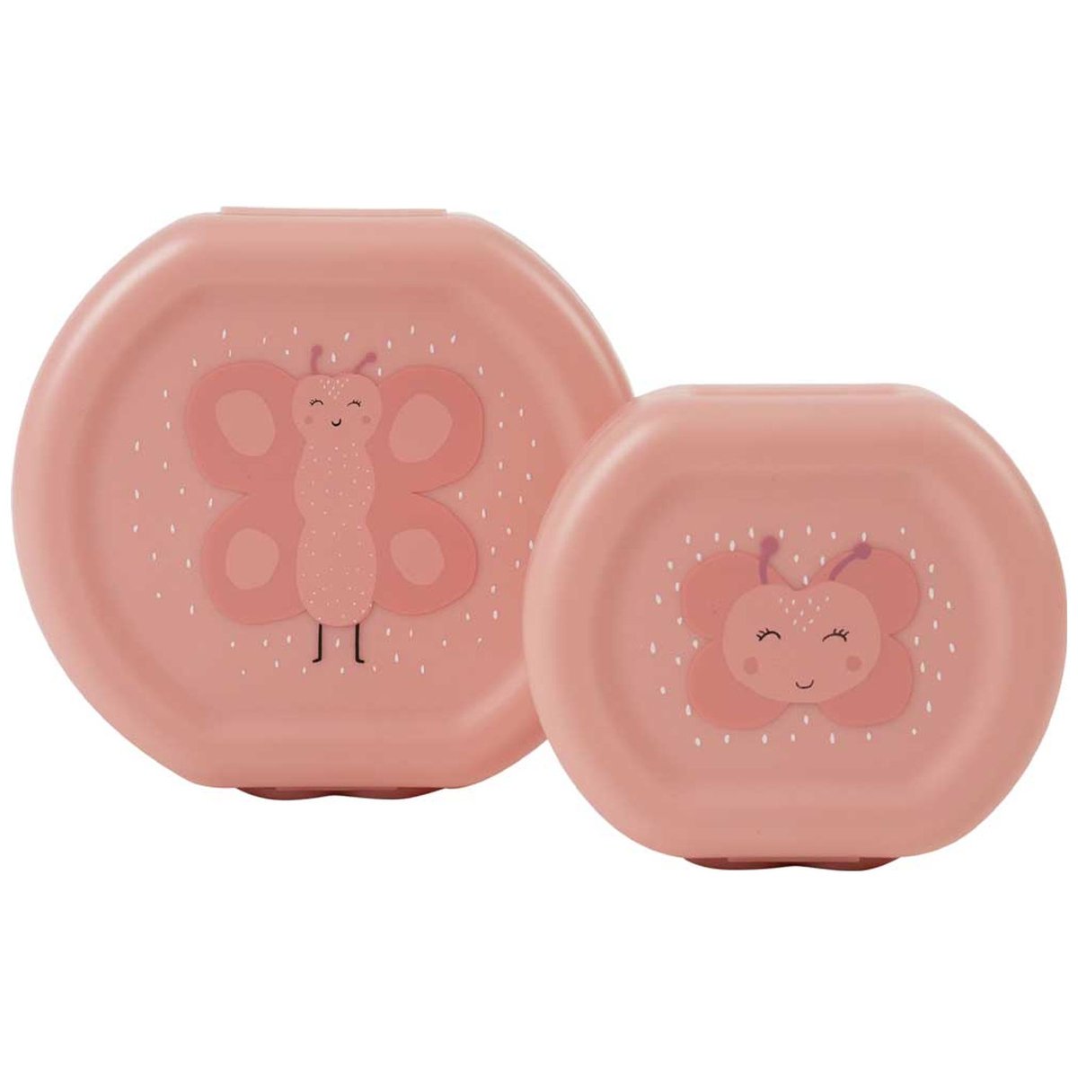 Lot de 2 boîtes à goûter à clip rose, blanc, noir, TRIXIE