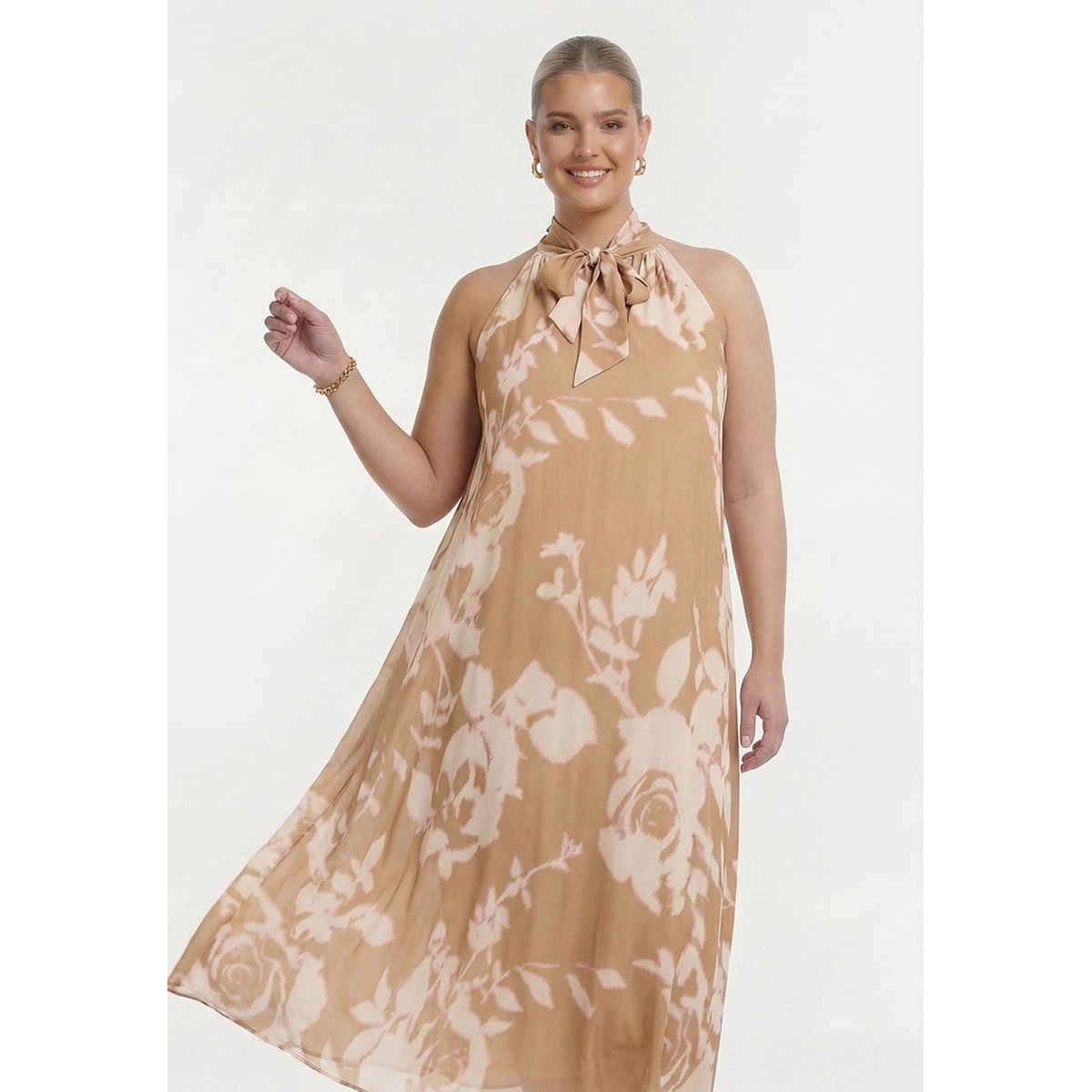 Robe imprimée brun clair, YOEK