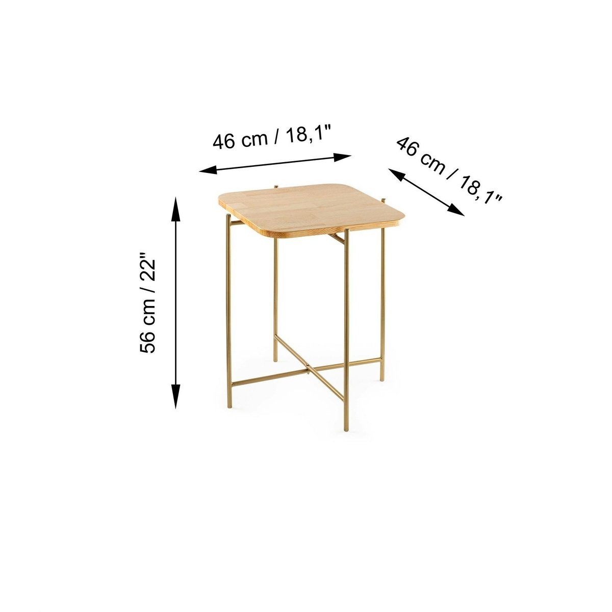 Bout de canapé carré bois et métal JENA doré, PIER IMPORT