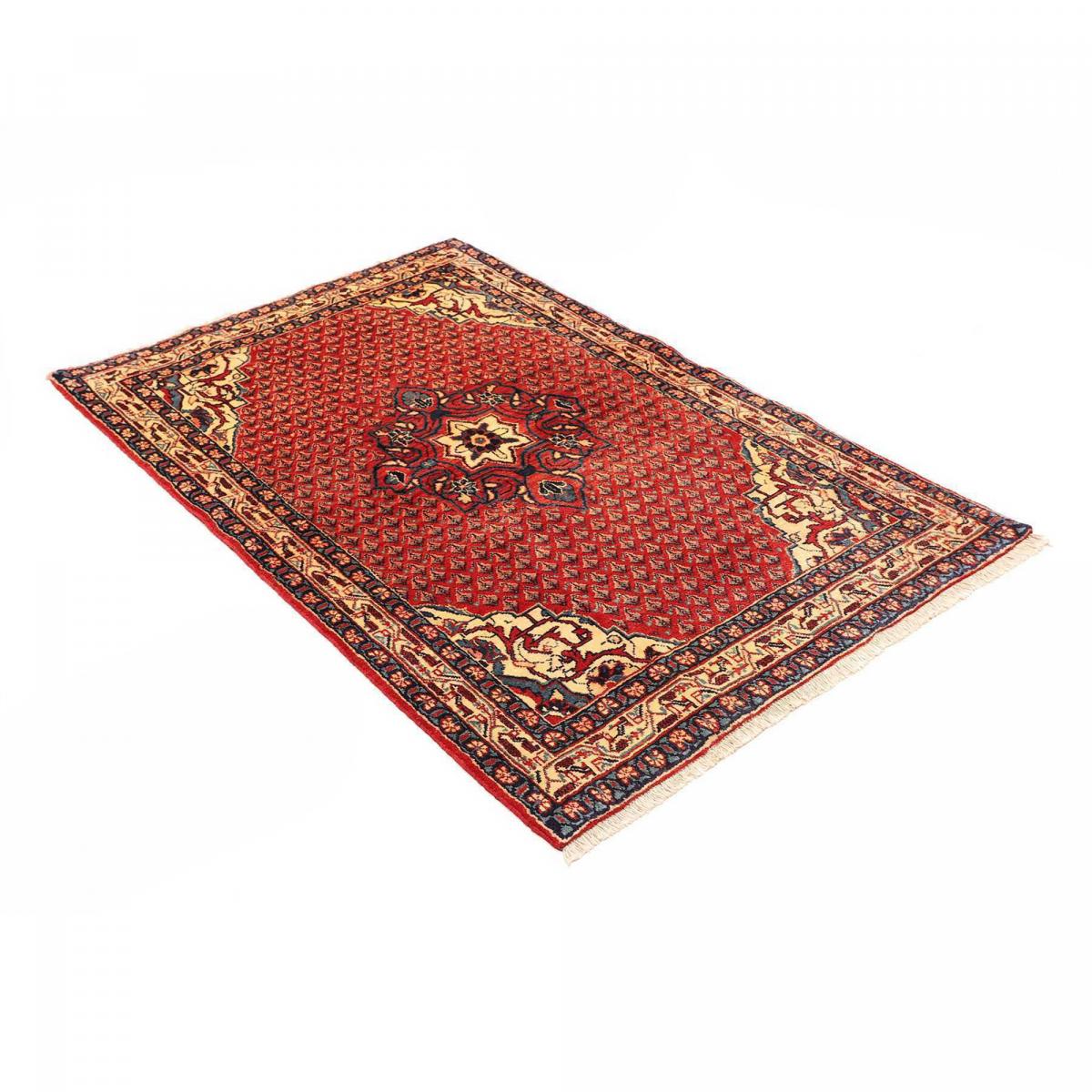 Tapis d'orient au motif oriental, noué main en laine, HAMADAN 6 rouge, bleu, crème, UN AMOUR DE TAPIS