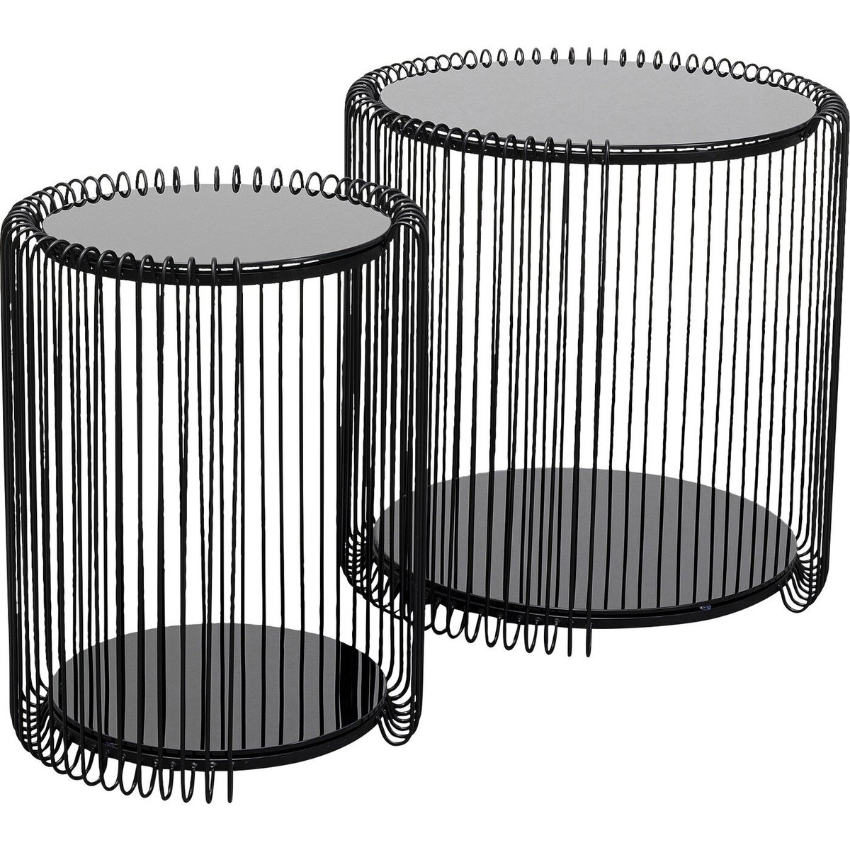 Lot de 2 tables d'appoint double plateau, WIRE noir, KARE DESIGN