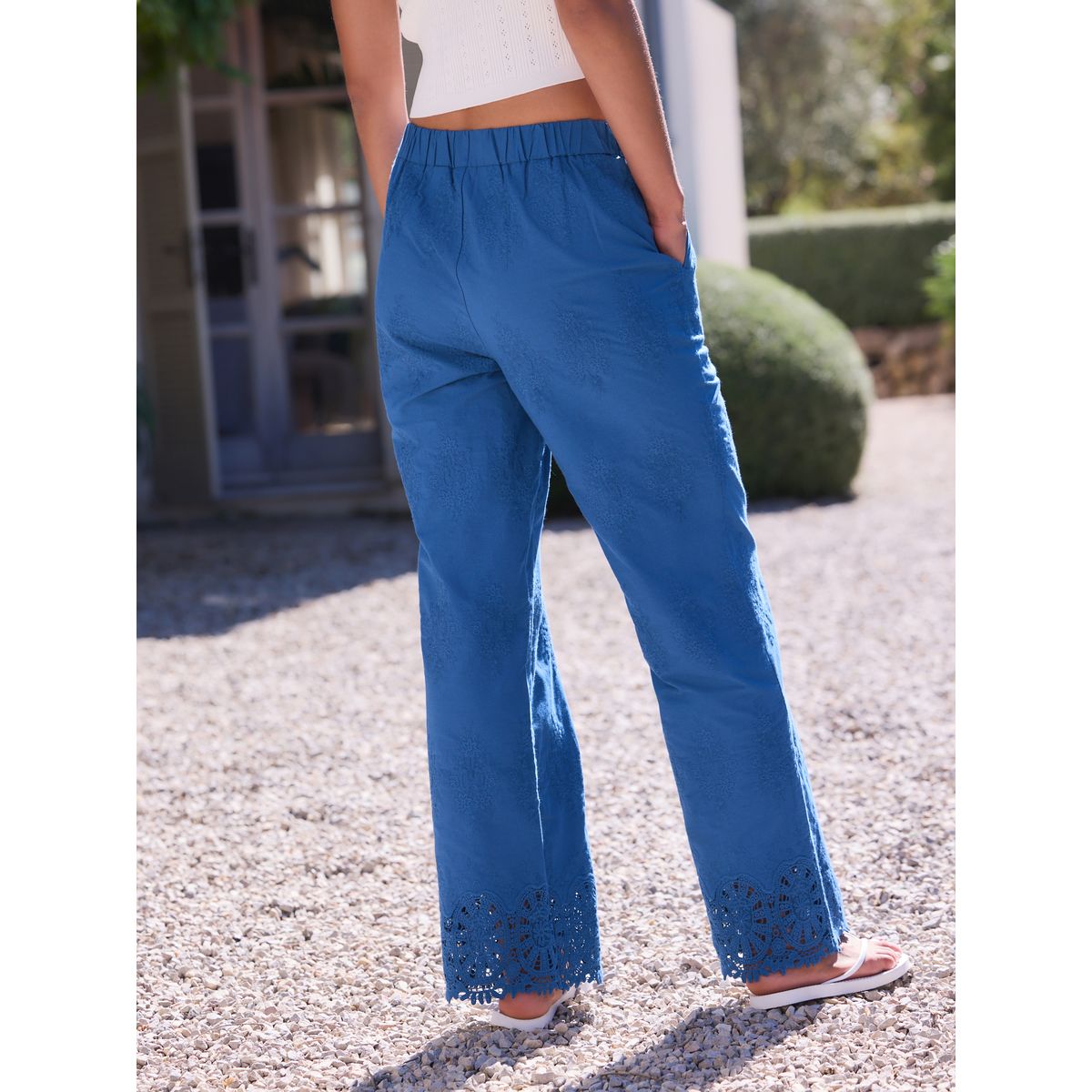 Pantalon large à bordure en crochet bleu, NEXT
